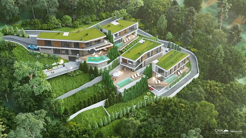 2228 m² Arsa, 5 Lüks Villa Projesi ve Panoramik Deniz Manzarası ile — Kavač