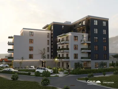 Yeni modern binada bir, iki ve üç yatak odalı daire seçenekleri sunulmaktadır.