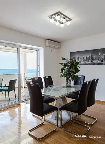 Sveti Stefan'da deniz manzaralı geniş dubleks daire