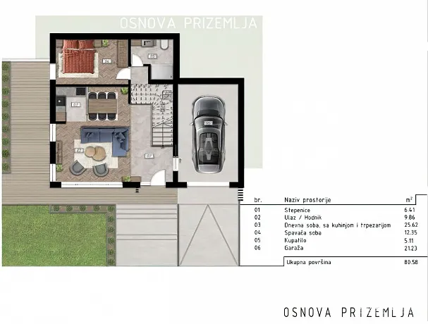 Yüzme havuzlu ve panoramik deniz manzaralı inşaat halindeki evlerden oluşan bir kompleks