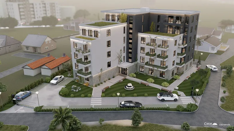Yeni modern binada bir, iki ve üç yatak odalı daire seçenekleri sunulmaktadır.