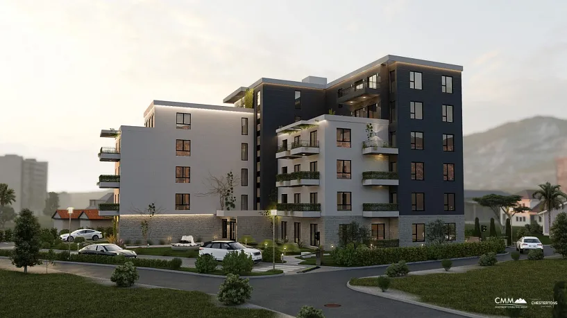 Yeni modern binada bir, iki ve üç yatak odalı daire seçenekleri sunulmaktadır.
